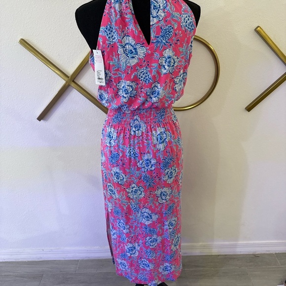 Lilly Pulitzer Pink and Blue Floral Midi Dress - Picture 4 of 4